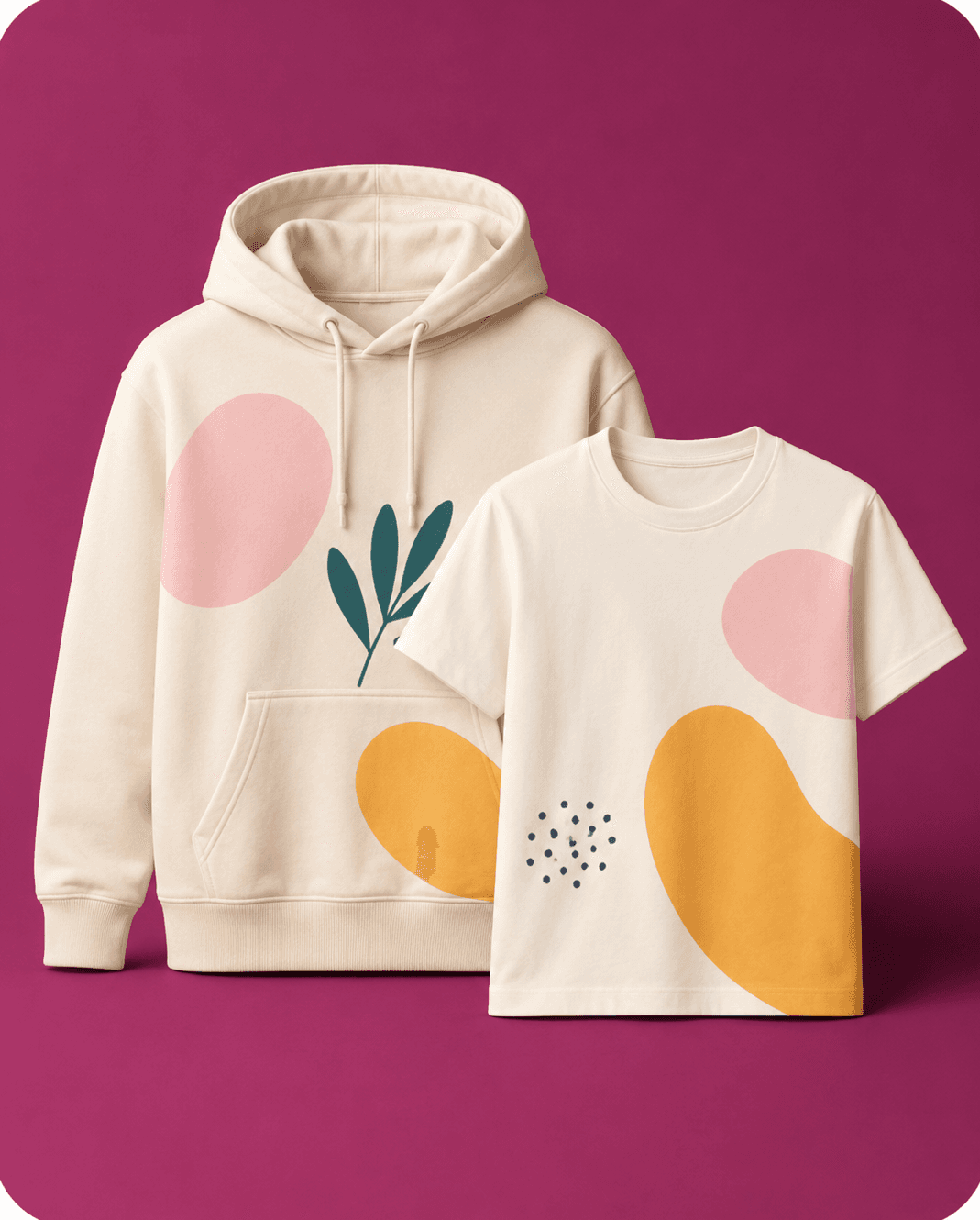Apparel set and branded product drop for an online brand
