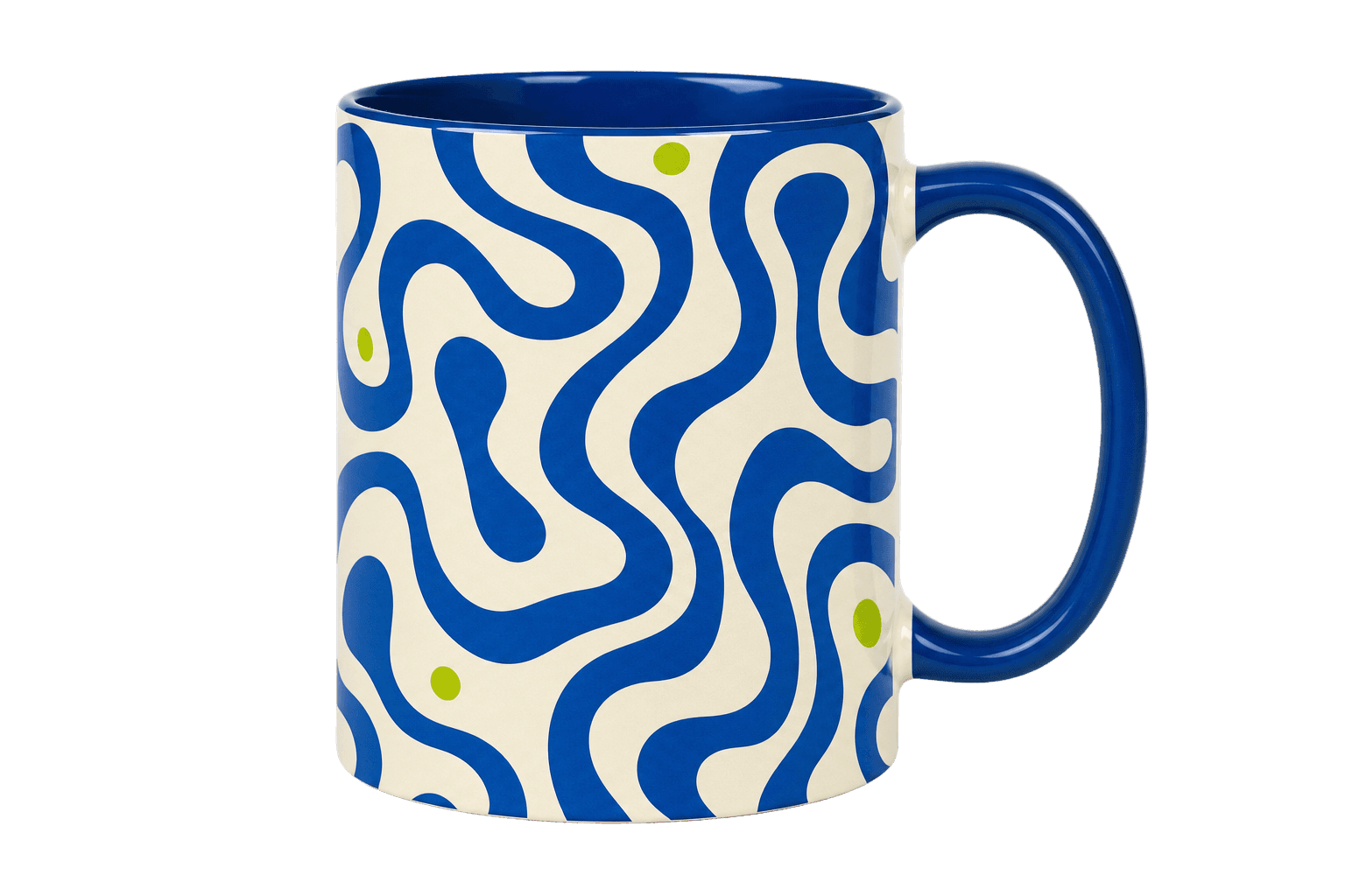 Printed ceramic mug product.